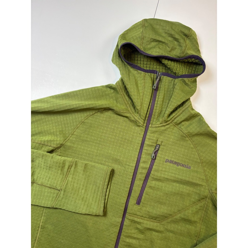 Patagonia R1 Pullover Hoodie Mens Medium Green Polartec Grid Fleece STY40074